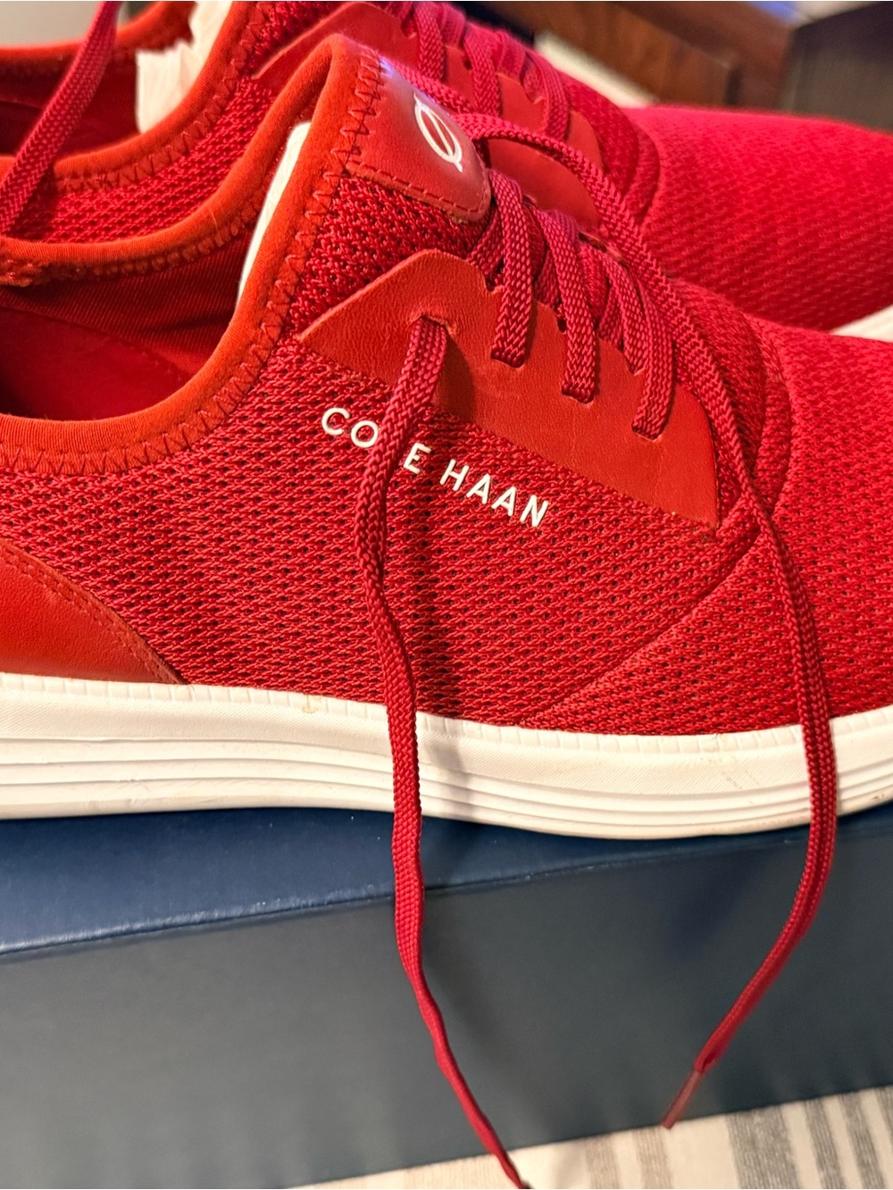 Cole Haan Red Mesh Lace-Up Sneakers - Picture 4 of 7